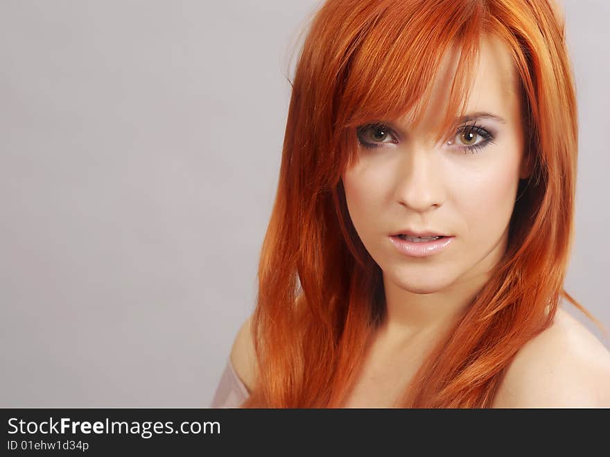 Close Up of Beautiful Redhead Woman