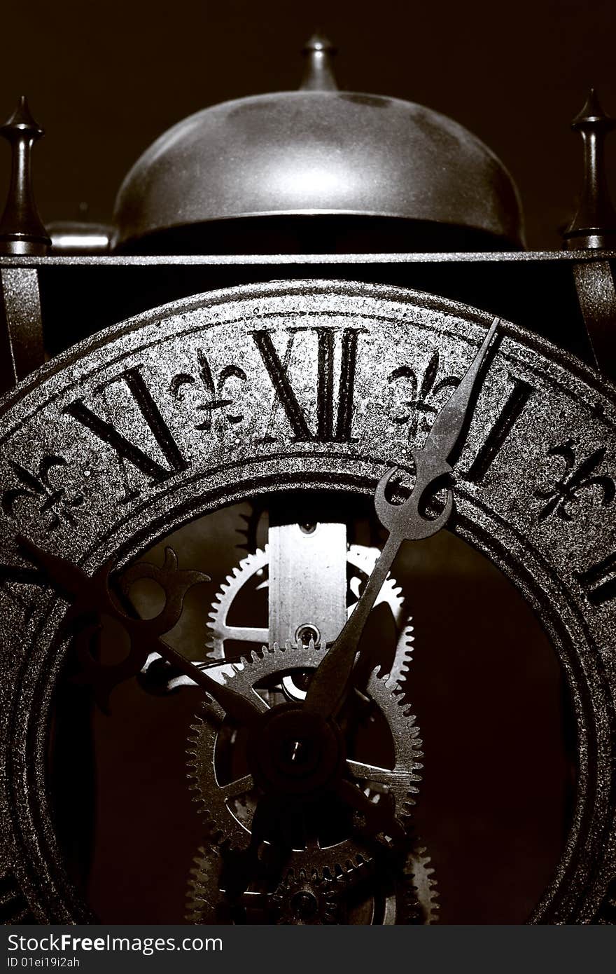 Antique looking clock close up. Antique looking clock close up