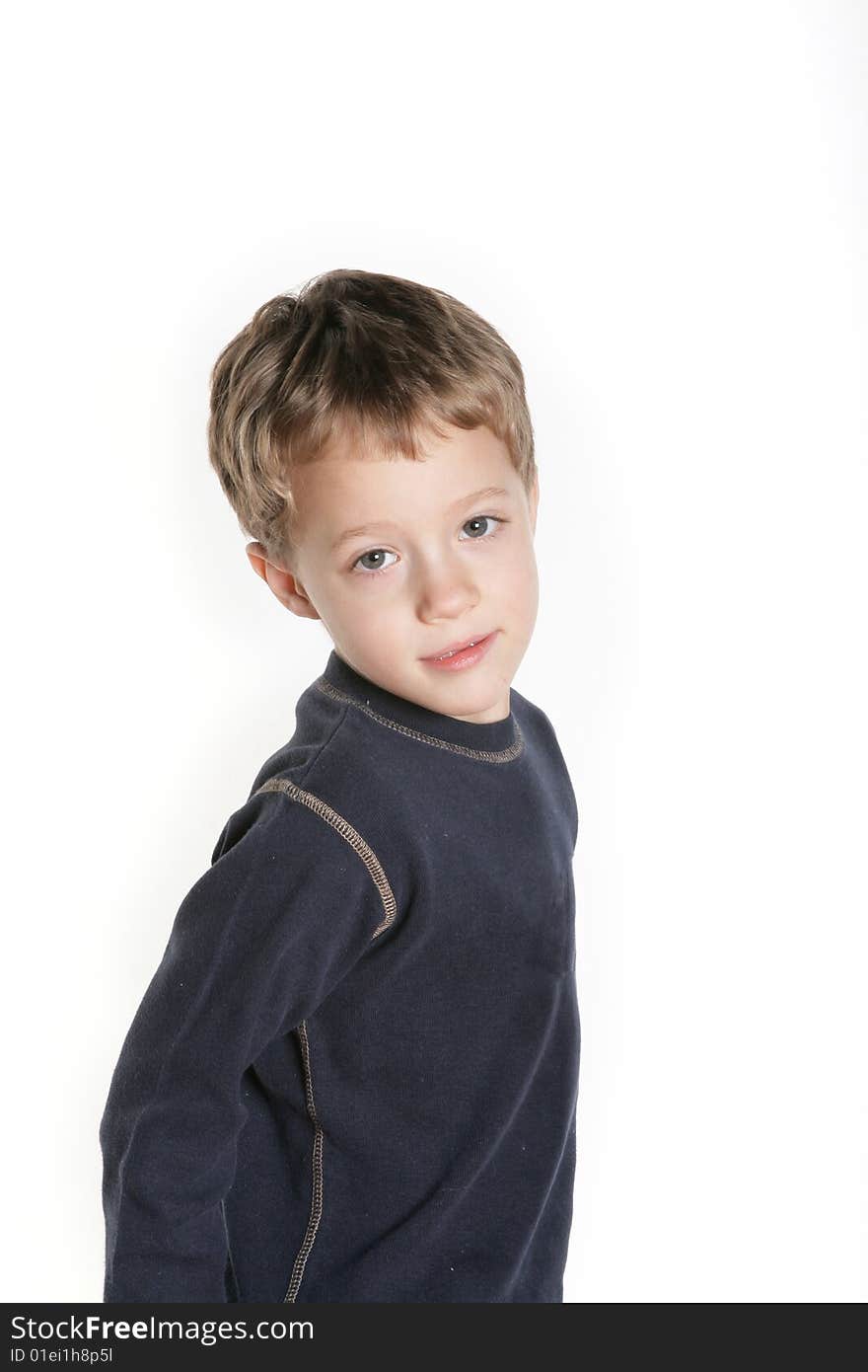 Portrait of a four year old boy on white. Portrait of a four year old boy on white