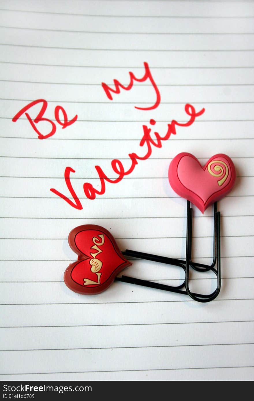 Valentine message with heart in notebook