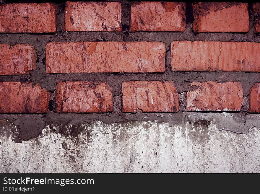 Grunge brick wall texture close-up