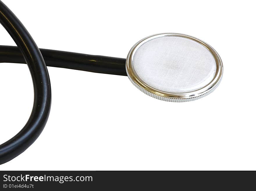 Detail of stethoscope isolated on white background