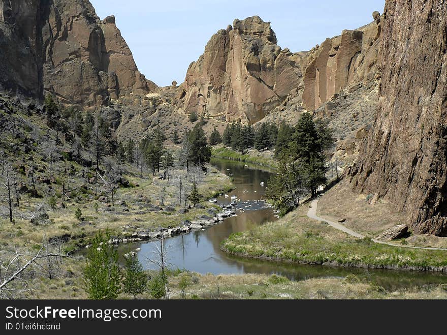 A meandering stream through a central Oregon landscape