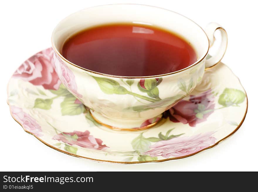 Tea cup on white background