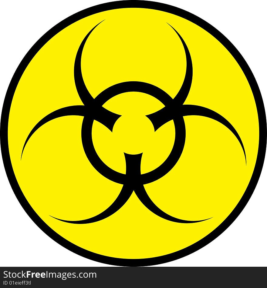 Black biohazard symbol on yellow