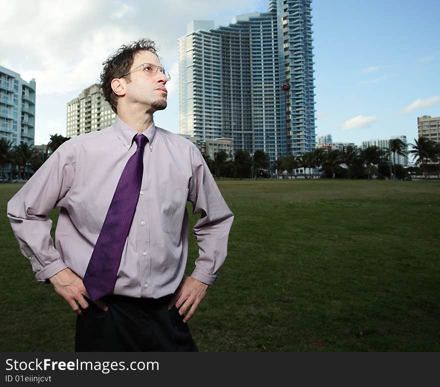 Businessman in a park