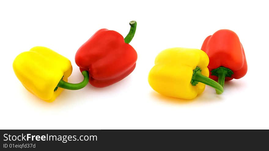 Peppers on white