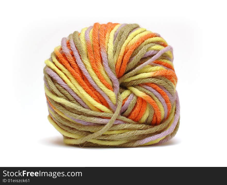 Bale of colorful yarn isolated over white