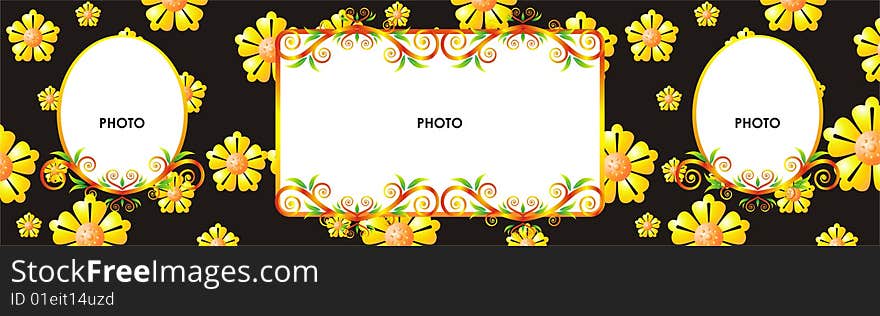 Beautyful blank frame with artistic flower design. Beautyful blank frame with artistic flower design