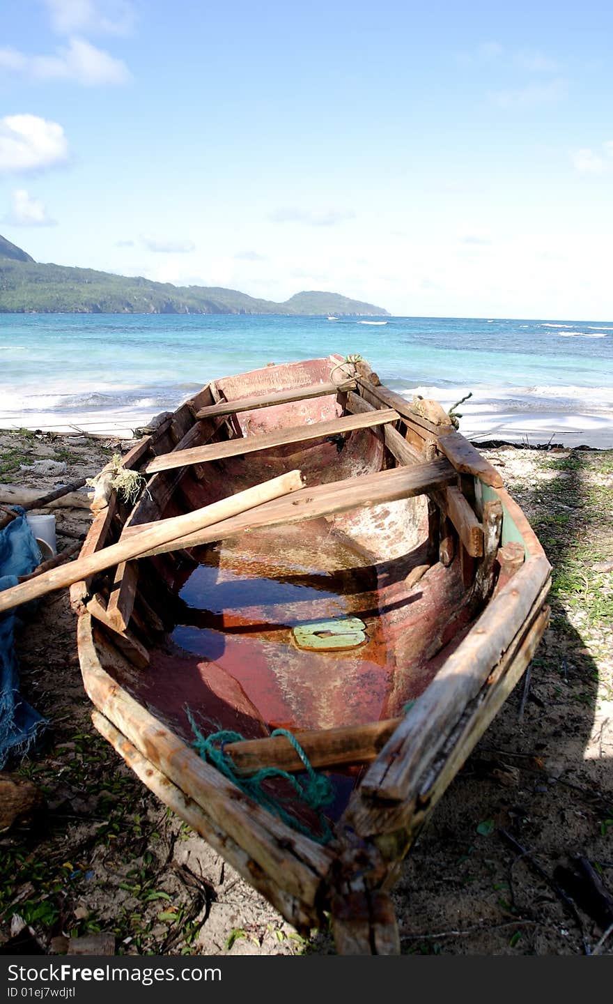 Old boat on beach