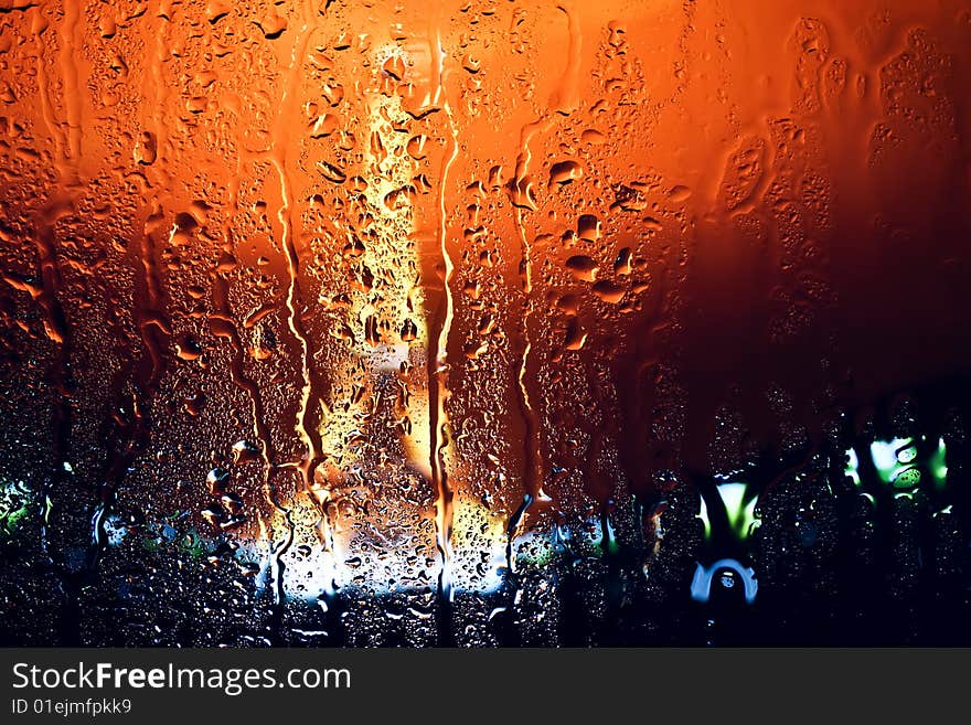 Drops of water on the glass. Drops of water on the glass