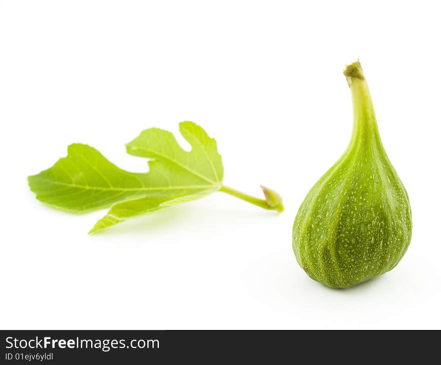 Green fig fruit isolated on white