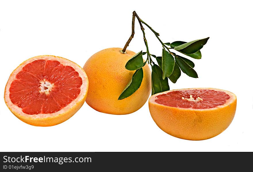 Close up of grapefruit and its sections