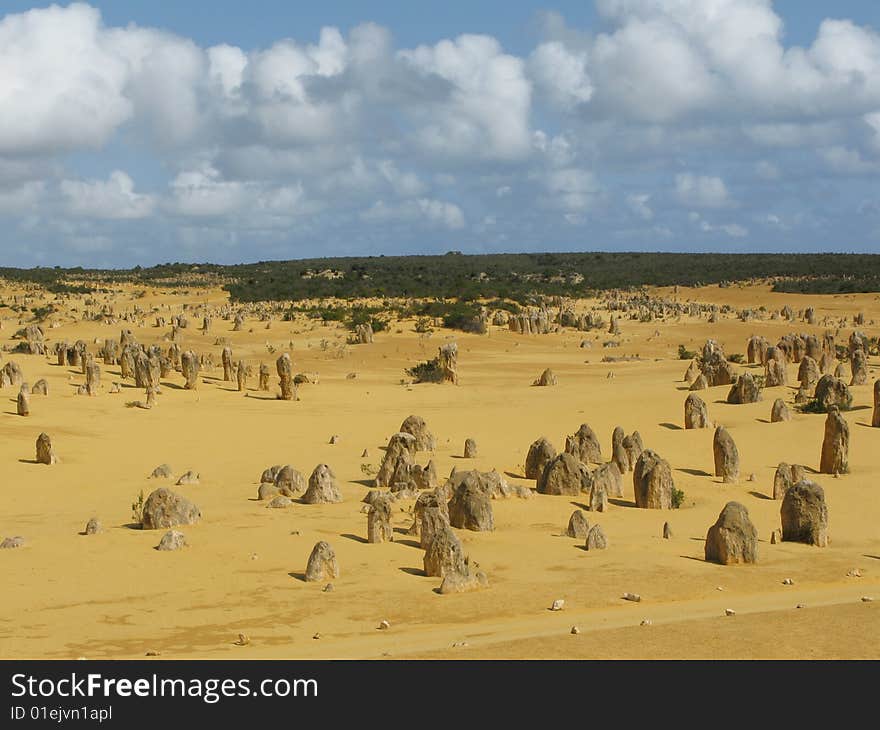 Beauty of rock formations in Pinnacle desert. Nambung National Park, Pinnacles desert, Western Australia