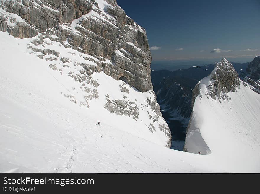 Winter mountaineers in Julian Alps