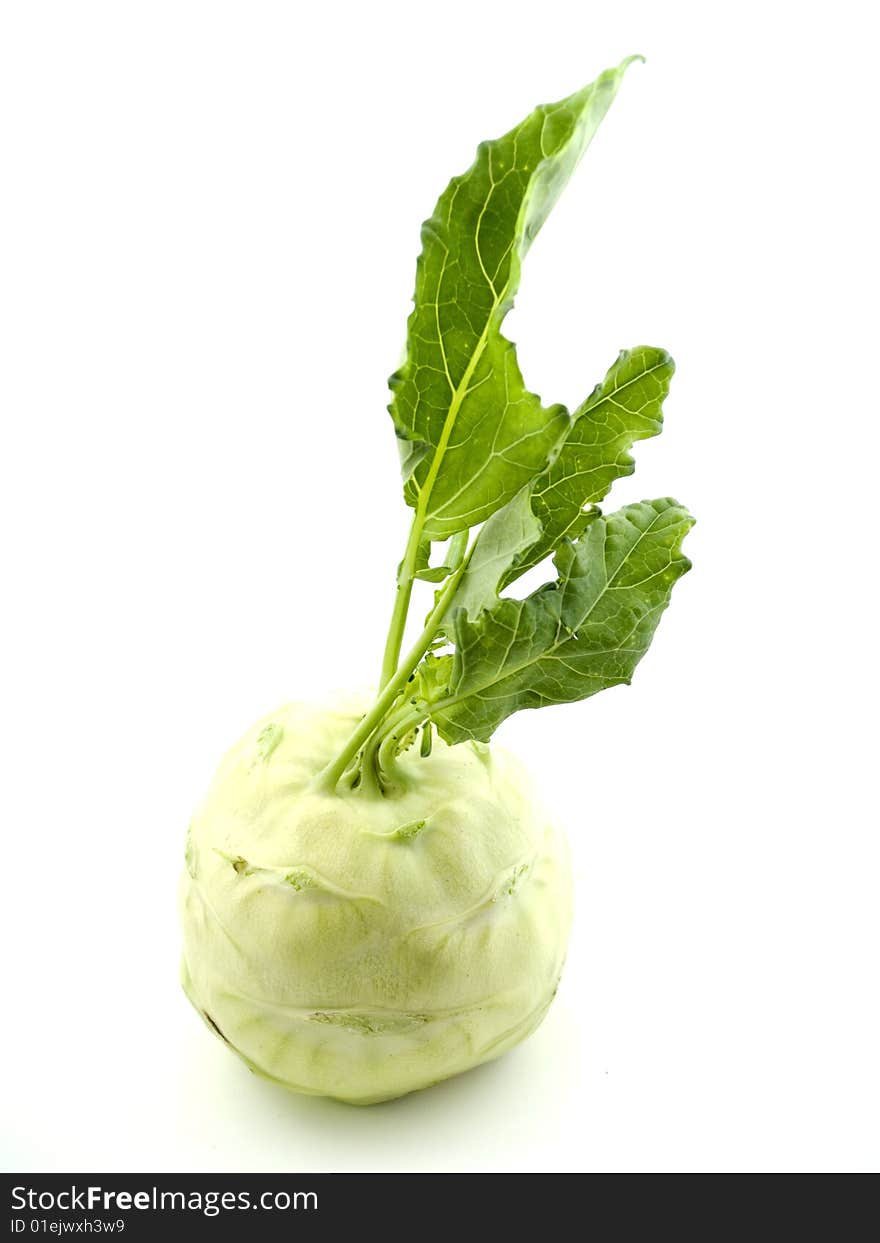 Fresh kohlrabie vegetable isolated on white