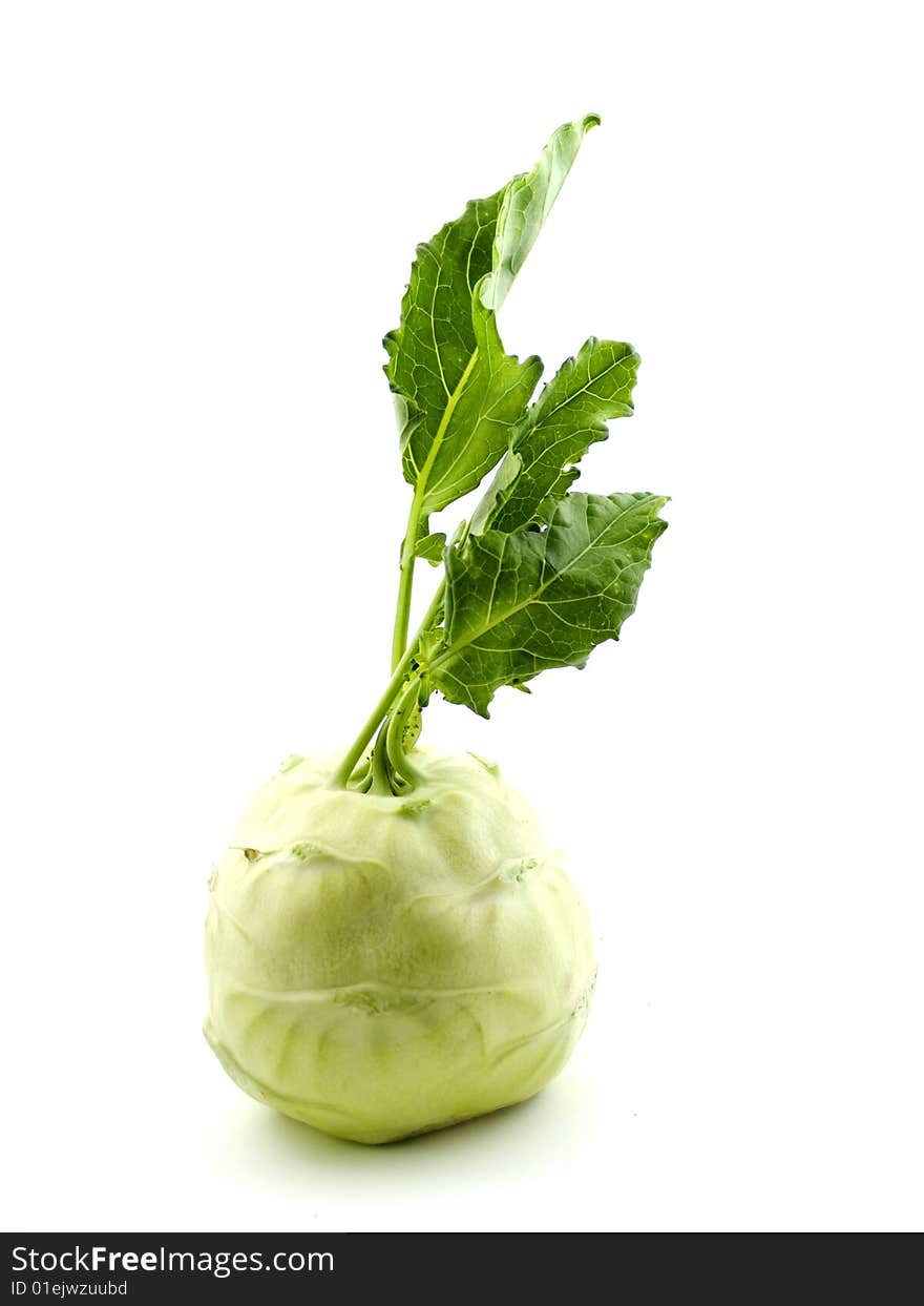 Fresh kohlrabie vegetable isolated on white