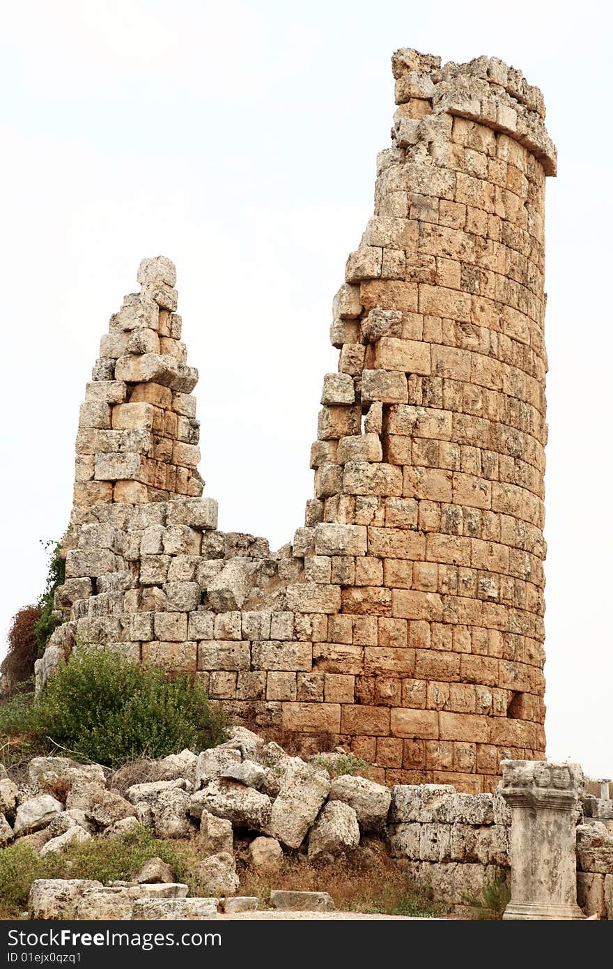 Turkey, Perge.Ancient tower ruins.