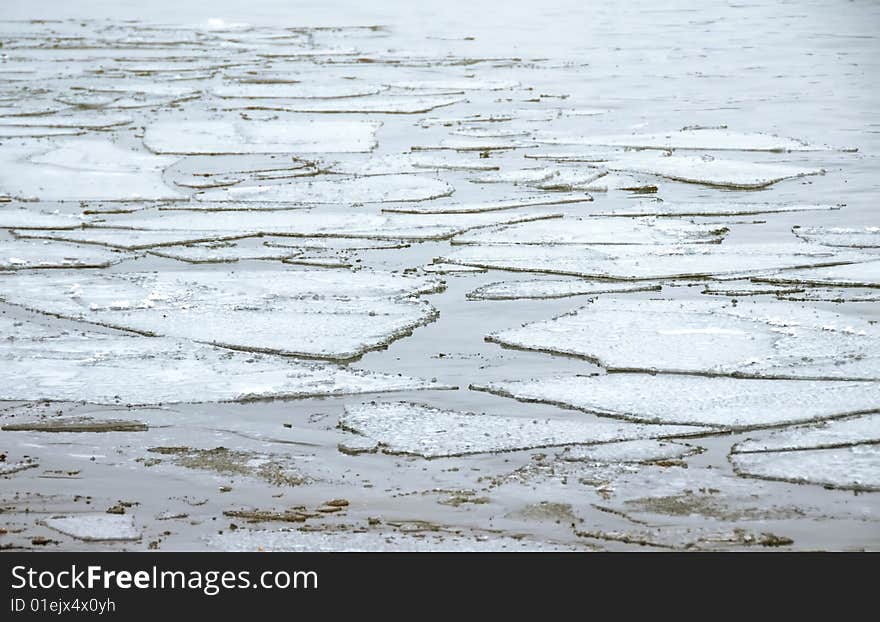 Ice floating on water surface seasonal background. Ice floating on water surface seasonal background