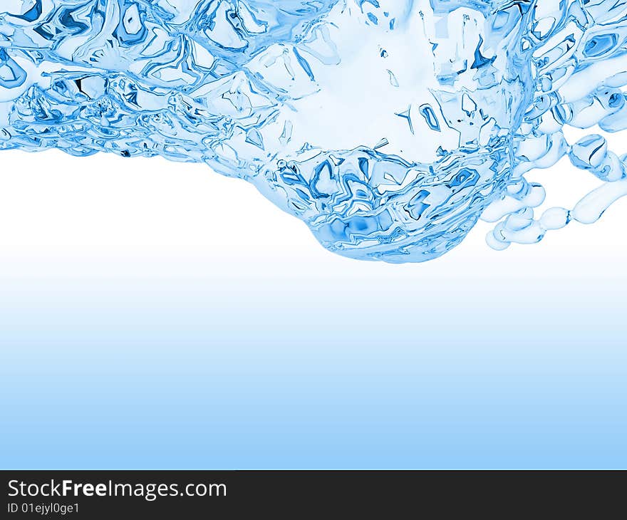 Isolated clear water splash. 3D render.