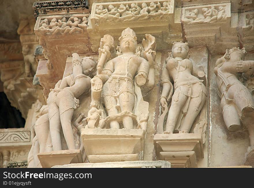 Erotic Scene With Shiva In Khajuraho Temple