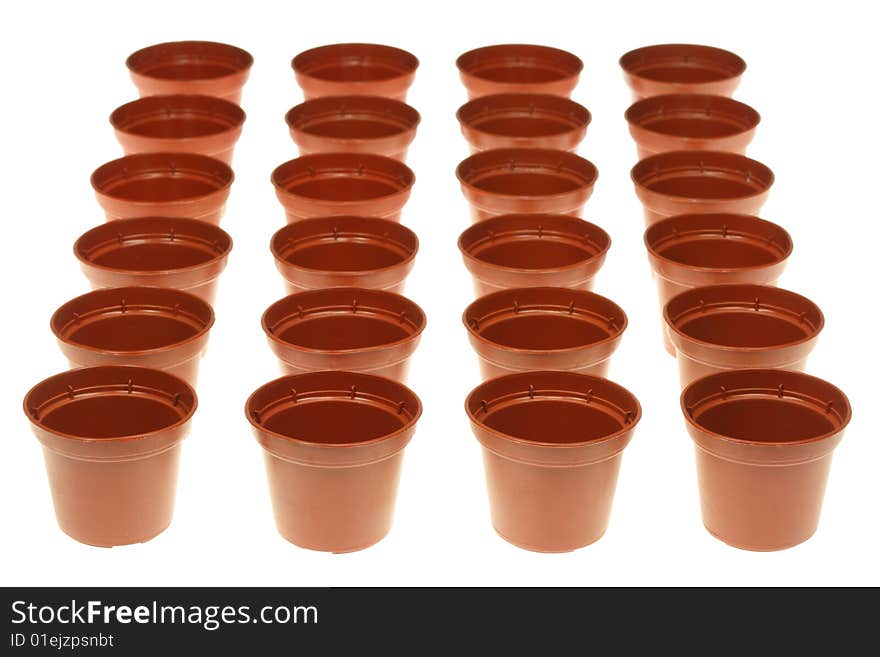 Flowerpots on white.