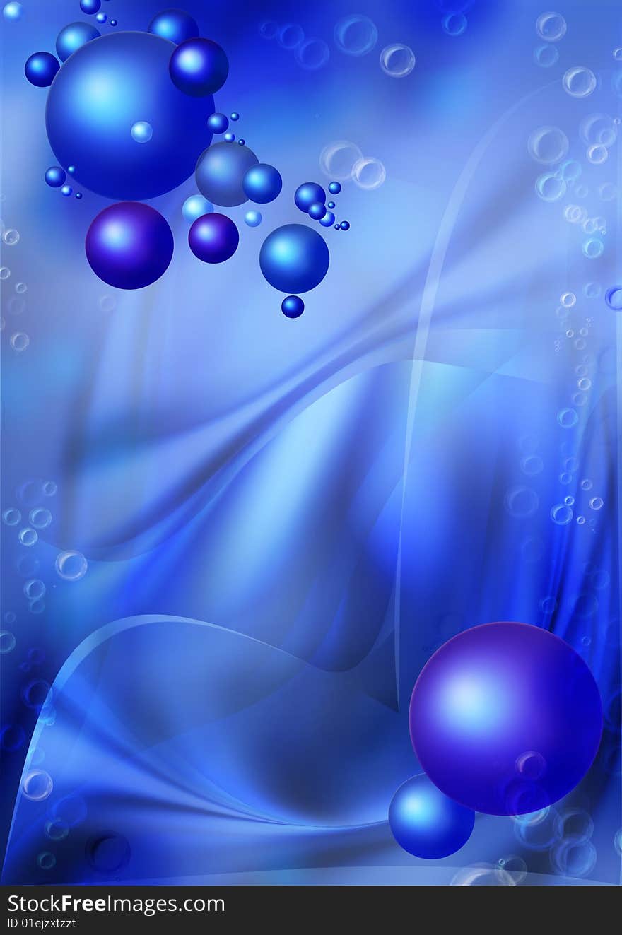 Background With Dark Blue Balls And Bubbles