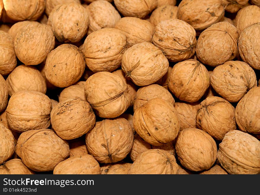 Lots of walnuts in a group