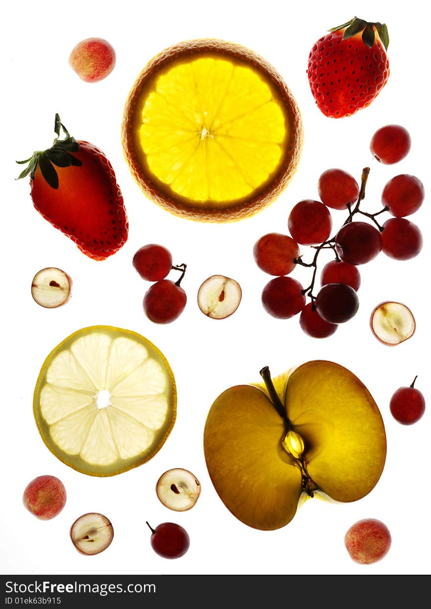 Different Fruit On White Background