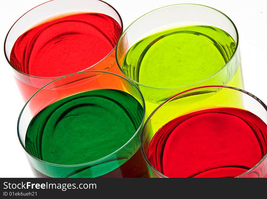 Glass with drink on a white background