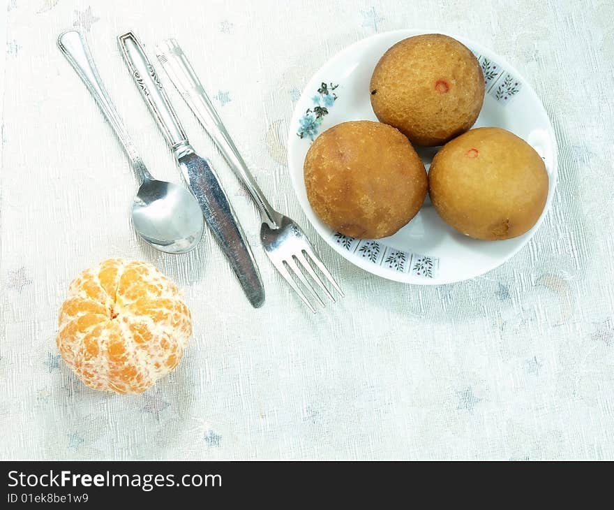 Orange bread on the table. Orange bread on the table