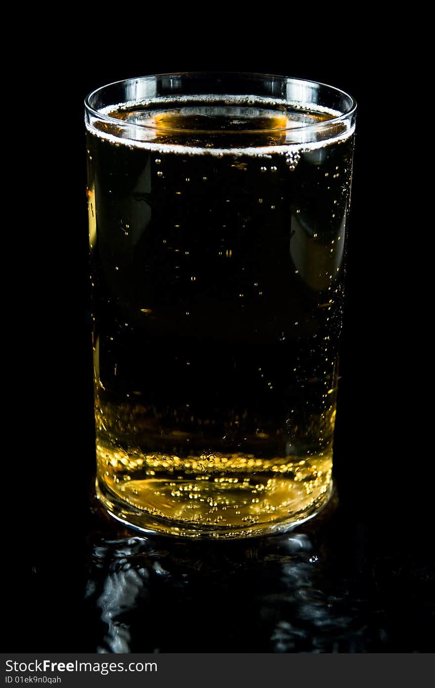 A glass of cold beer