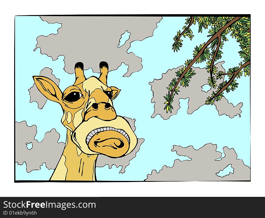 Giraffe and the world in vector illustration