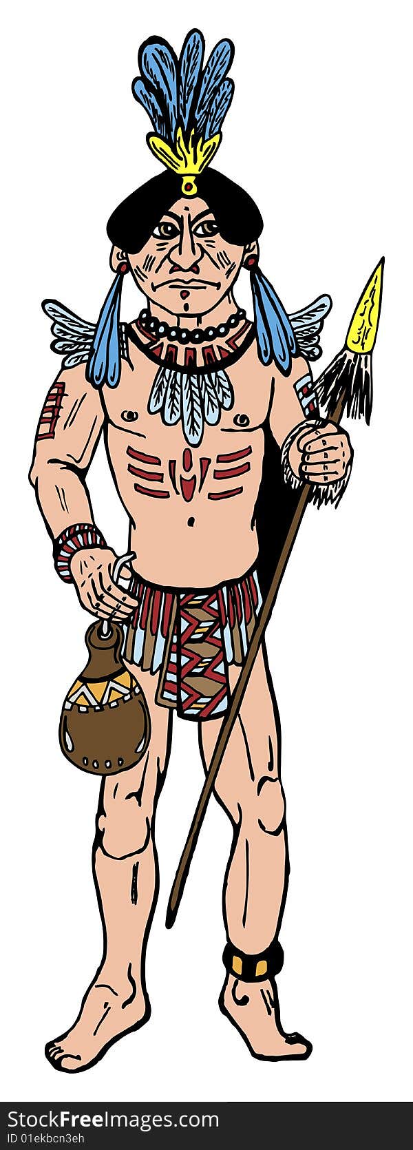 South american indian in vector illustration. South american indian in vector illustration