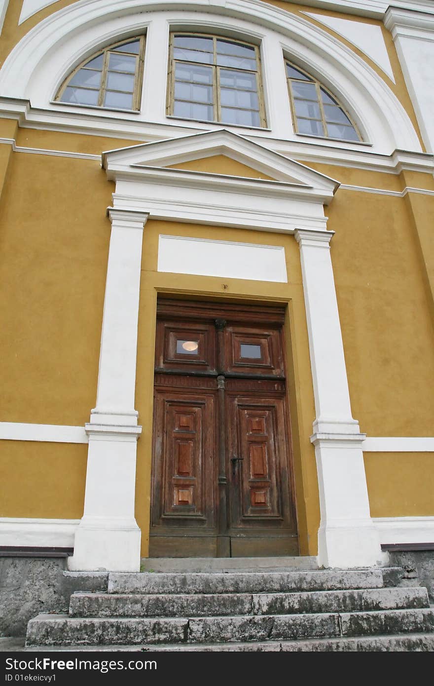 Door in Christian church in bosnia