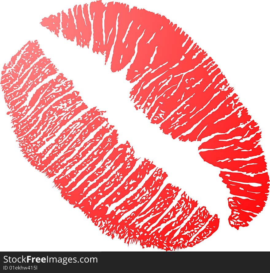 Illustration with red lipstick isolated on white background. Illustration with red lipstick isolated on white background