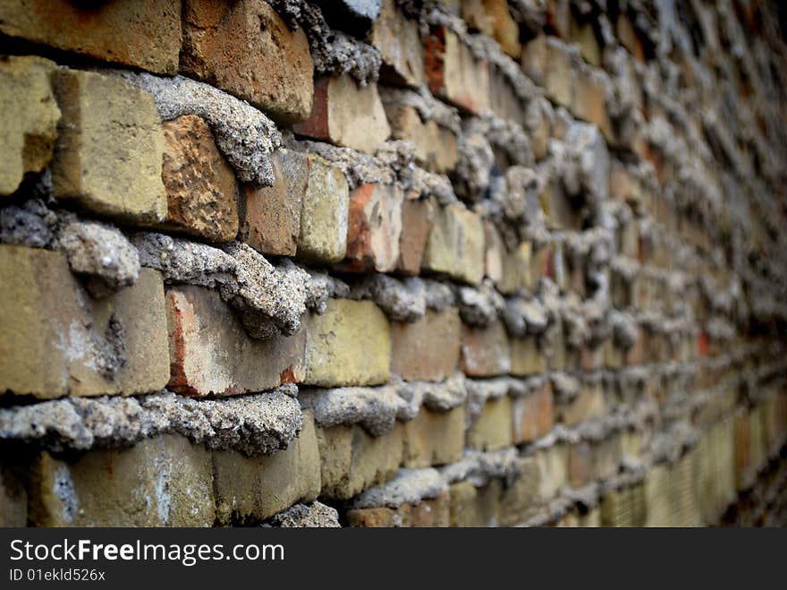 Detail shot of an old brick wall. Detail shot of an old brick wall