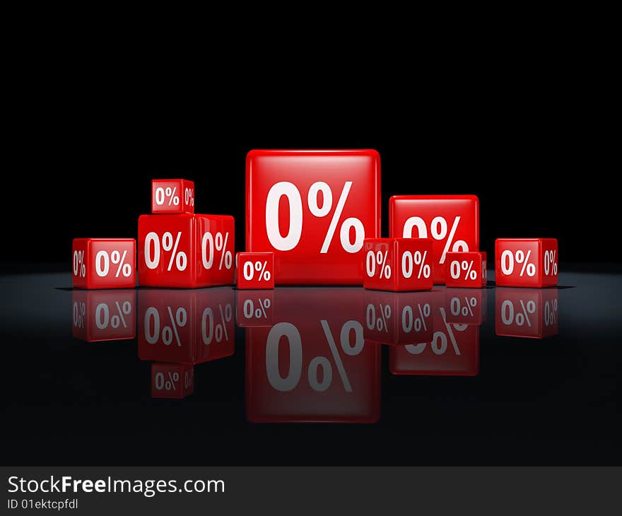 Red cubes with percentage sign