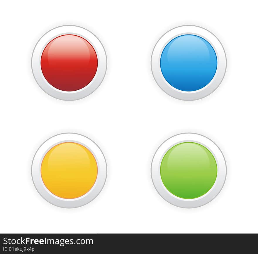 Vector buttons in four different colors