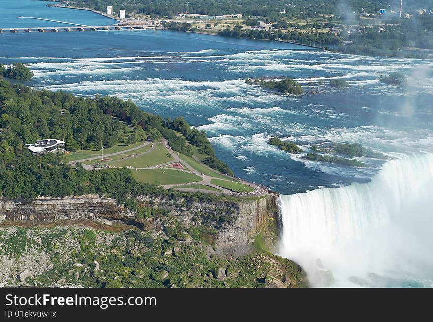 Niagara river turning into Niagara waterfall