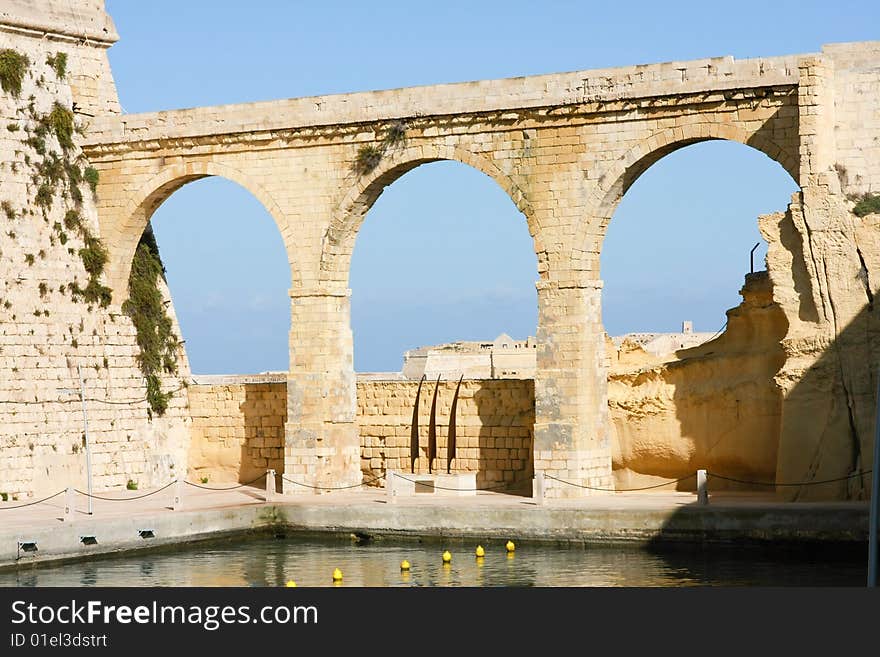 An old Maltese architectural structure found in Birgu, Malta. An old Maltese architectural structure found in Birgu, Malta