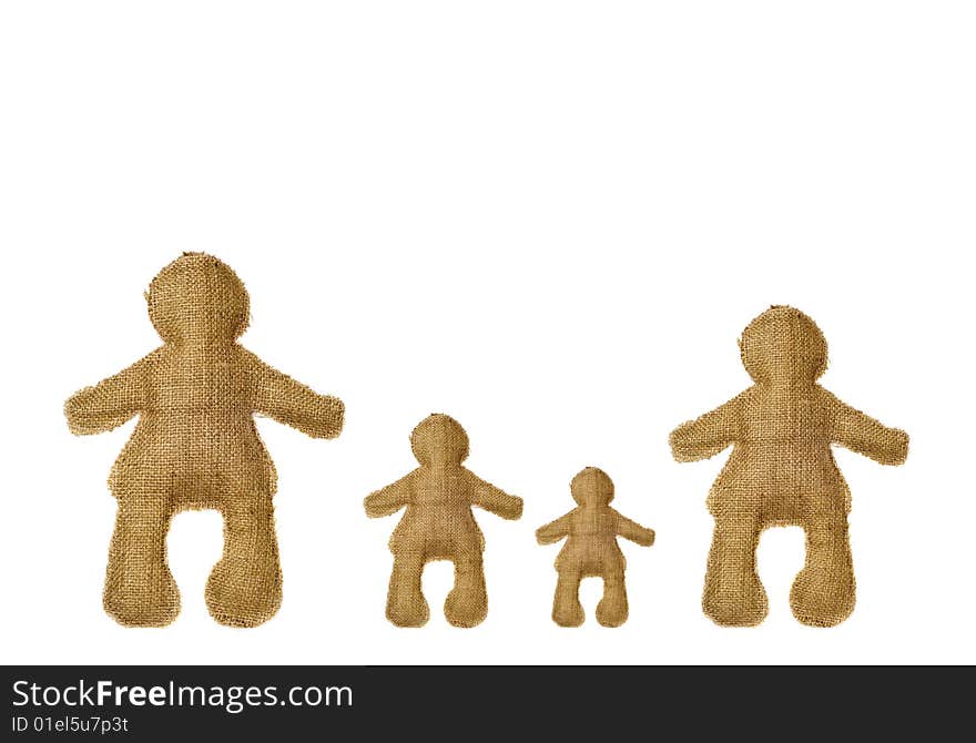 representation of a traditional family, mother, father and two young children. representation of a traditional family, mother, father and two young children