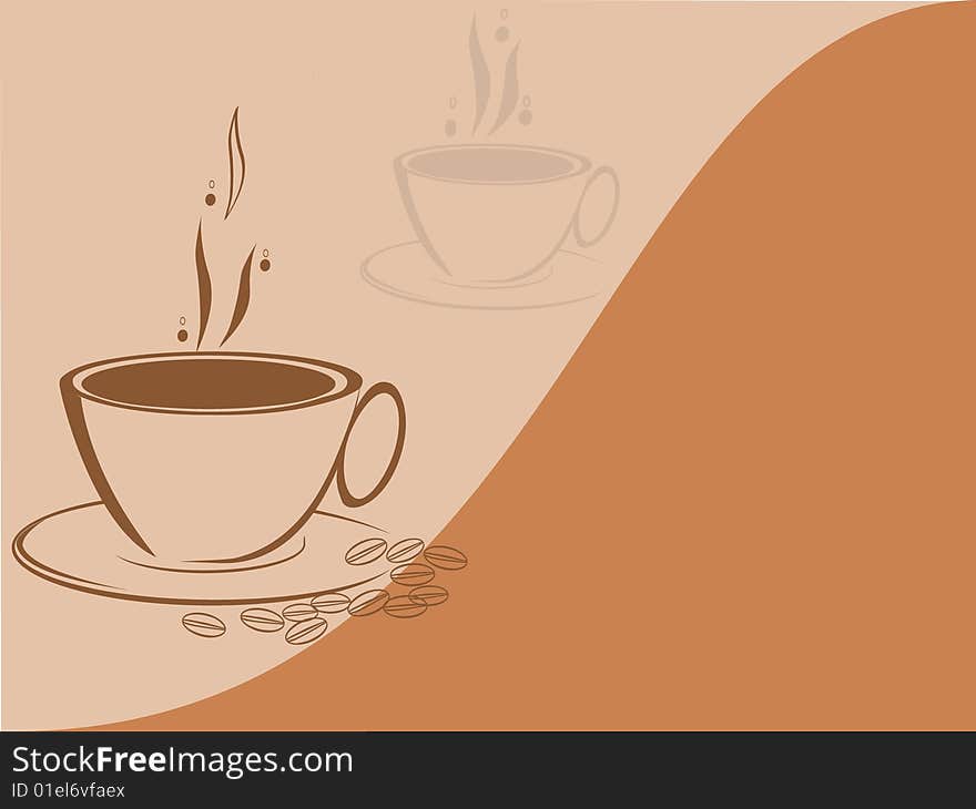 A Silhouette of  coffee or a hot chocolate cup as background. A Silhouette of  coffee or a hot chocolate cup as background