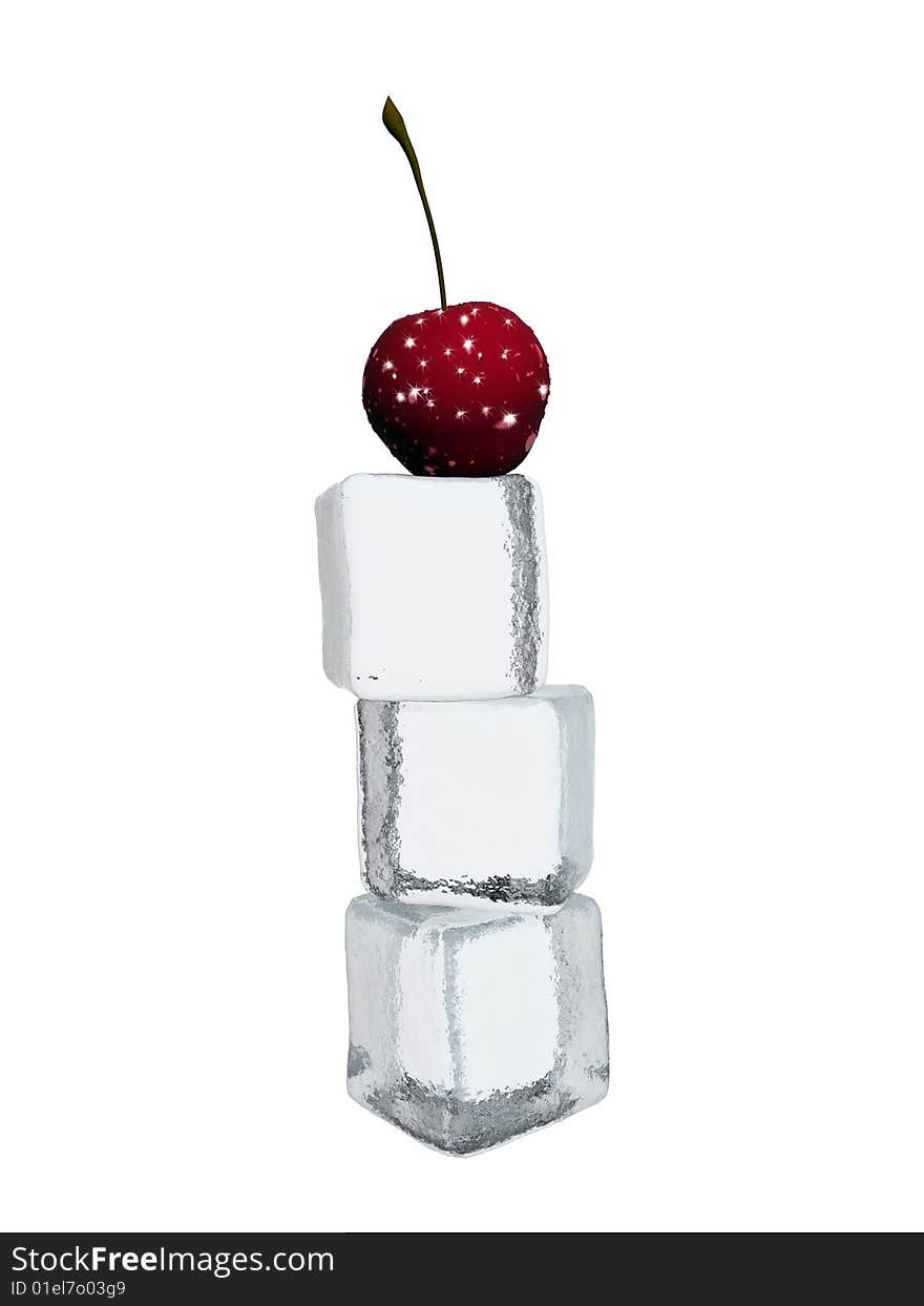 Cherry and the ice cubes