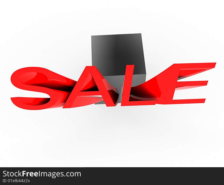 The image of a word sale which takes off from a cube.