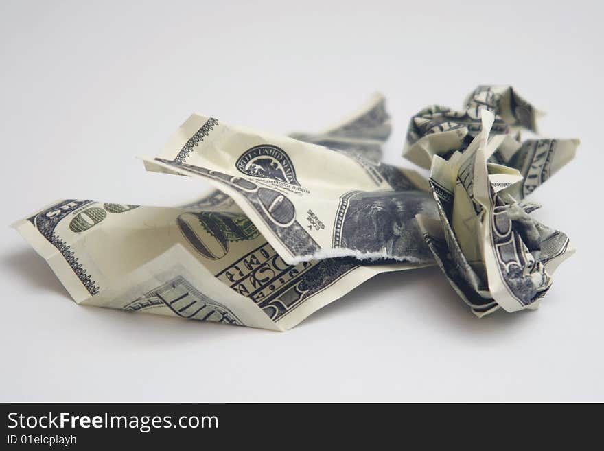 Torn Dollar bills lying in heap. Torn Dollar bills lying in heap