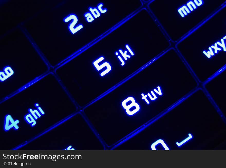 Mobile phone keypad with numbers Illuminated