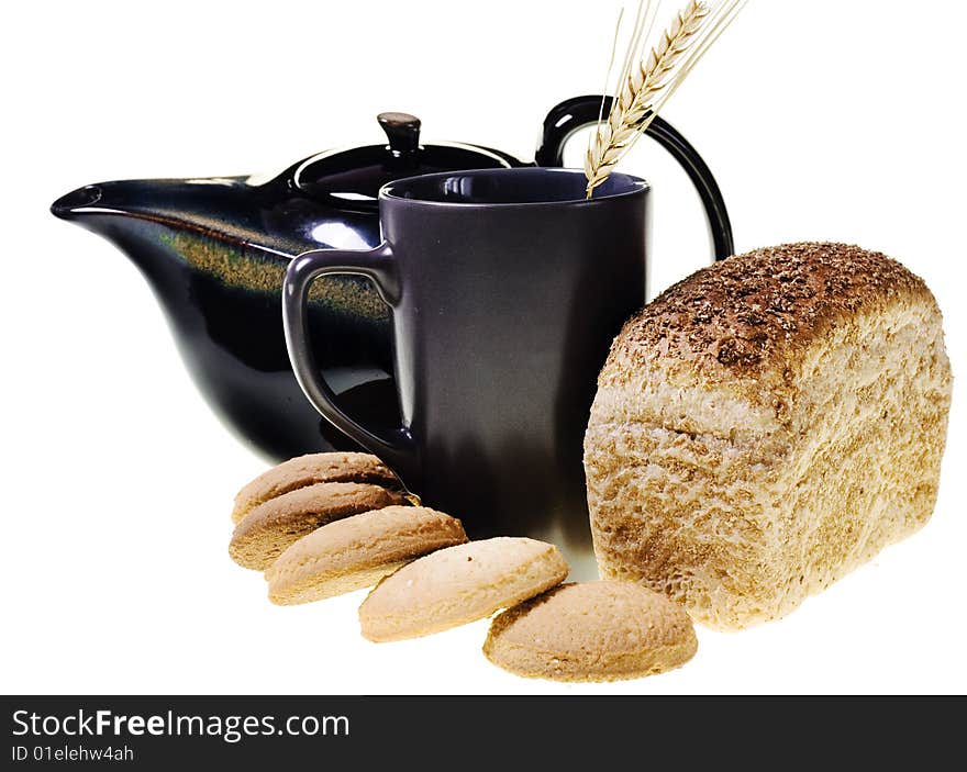 Pastry, bread, wheat on white