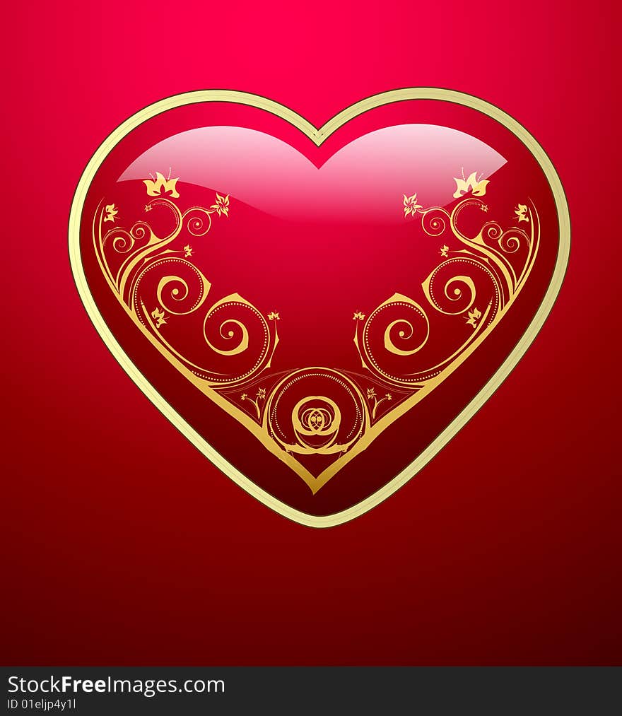 Beautiful glossy heart illustration design. Beautiful glossy heart illustration design