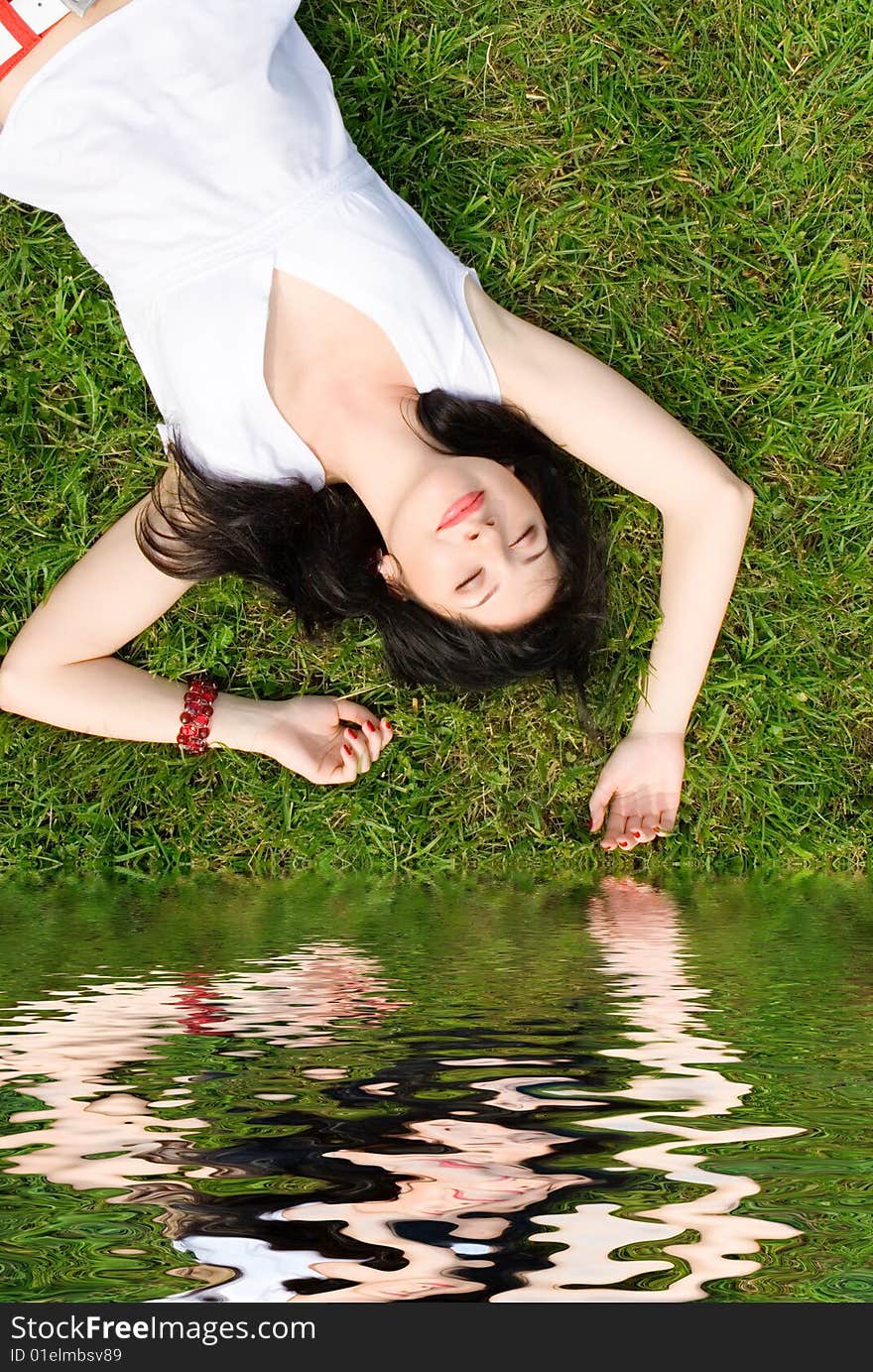 Woman Rest On The Grass